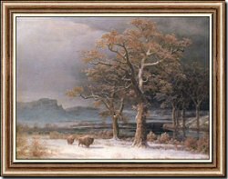 Snow Scene with Buffaloes