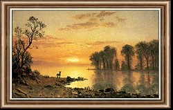 Sunset Deer and River